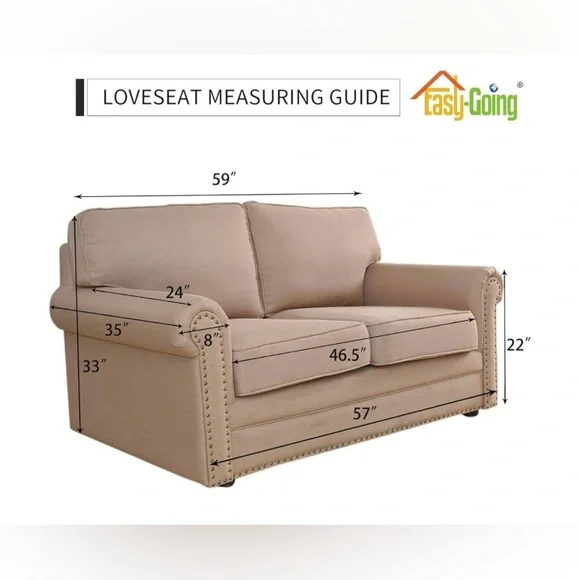 Light Blue Loveseat Sofa Slipcover - Picture 6 of 8